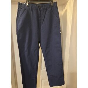 Oobe Pants Mens 34x34 Blue Canvas Workwear Cargo Pockets Reflective Stripes Work